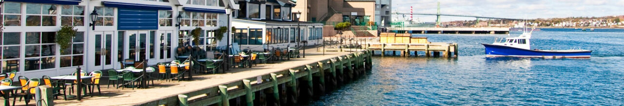 Halifax water front with boat by pier